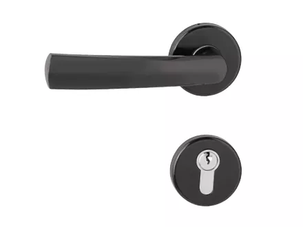 Poignée de porte ronde et noire en alu