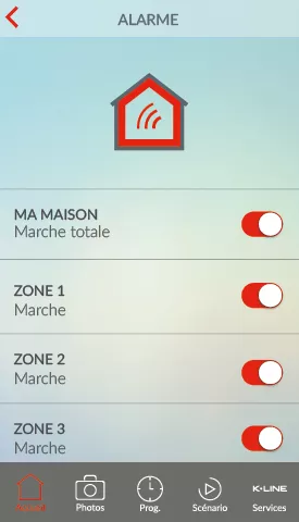 Gestion des pièces avec l'alarme connectée K.Line