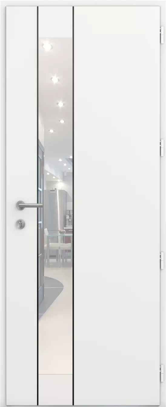 kline porte entree pleine moderne aluminium caractere miroir1900 jonc noir int blanc satine ral9016s