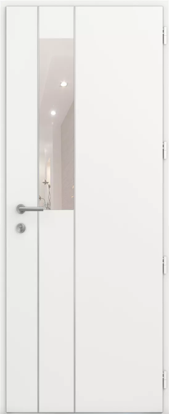 kline porte entree pleine moderne aluminium caractere miroir jonc alu int blanc satine ral9016s