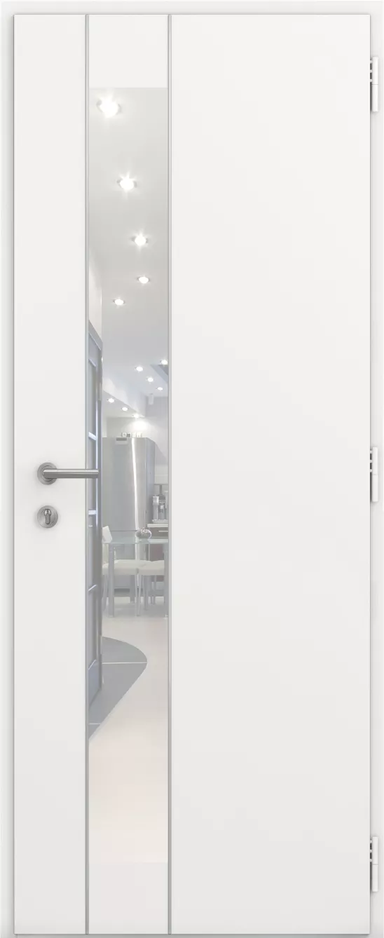 kline porte entree pleine moderne aluminium surface miroir 1800 jonc alu int blanc satine ral9016s