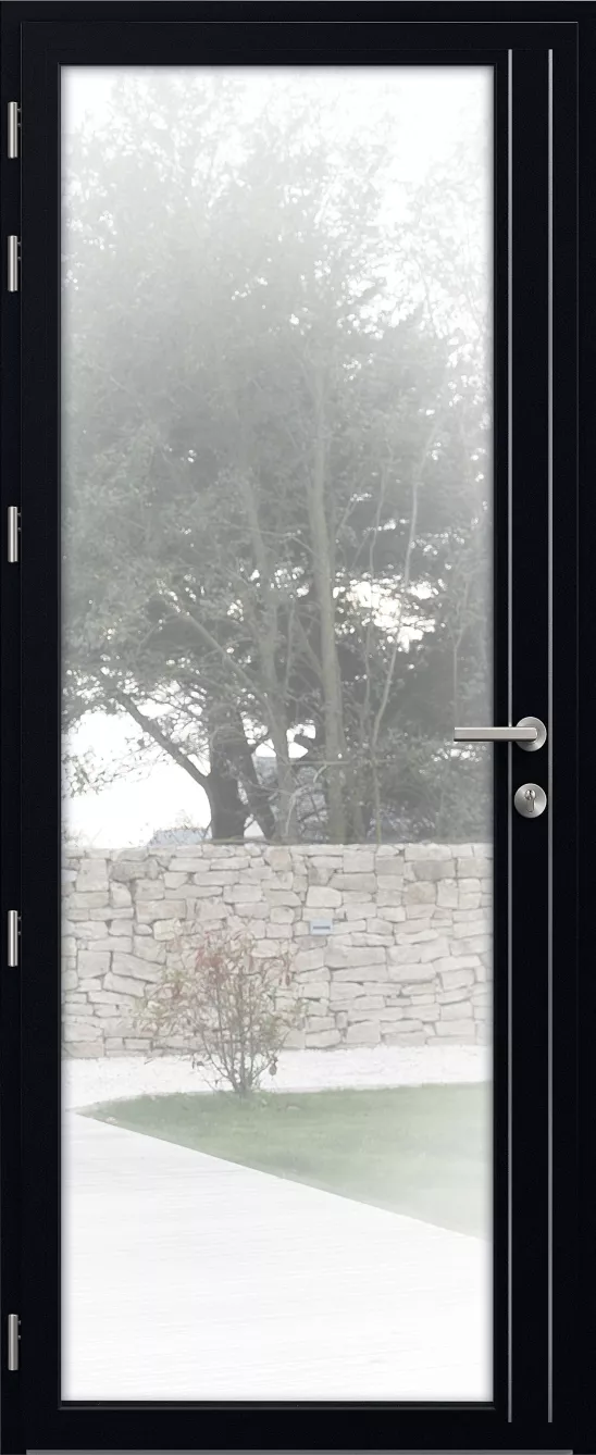 kline porte entree vitree aluminium lumiere halo int noir texture ral9011t