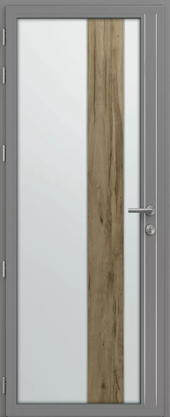 kline porte entree vitree aluminium lumiere kimono effet bois int grege texture ral9007t