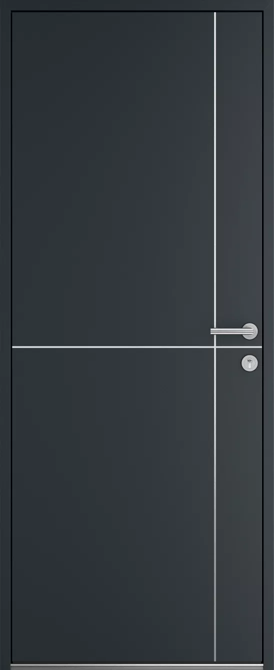 Porte d'entrée K-LINE Acanthe vue extérieure, gris foncé texturé 7016T