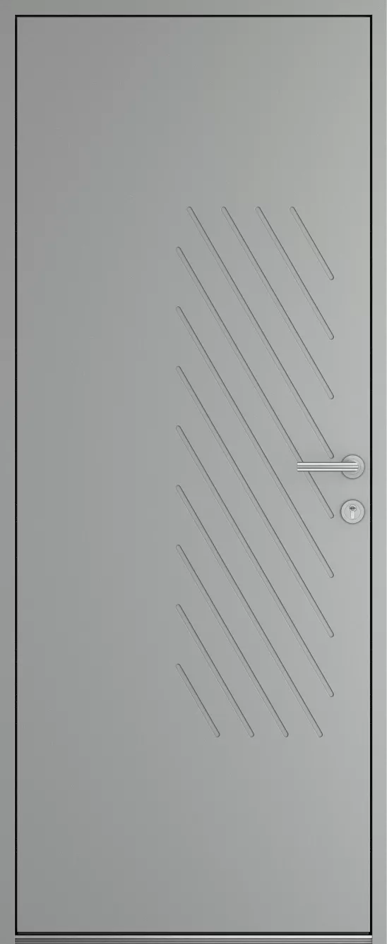 Porte d'entrée K-LINE Anthos vue extérieure, gris clair texturé 9006T