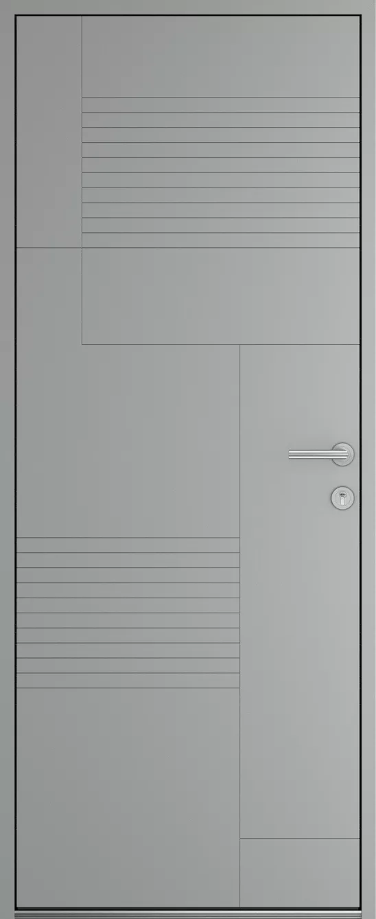 Porte d'entrée K-LINE Apophis vue extérieure, gris clair texturé 9006T