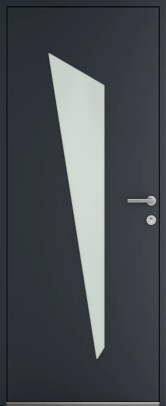 Porte d'entrée K-LINE Aurès vue extérieure, gris foncé texturé 7016T