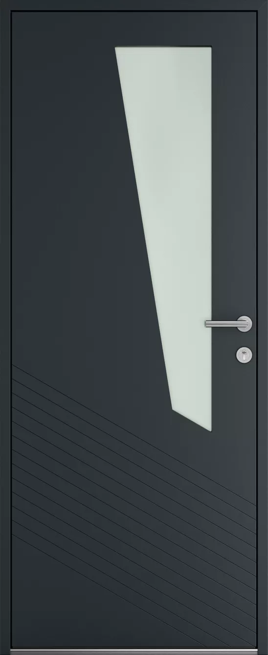 Porte d'entrée K-LINE Edéa vue extérieure, gris foncé texturé 7016T