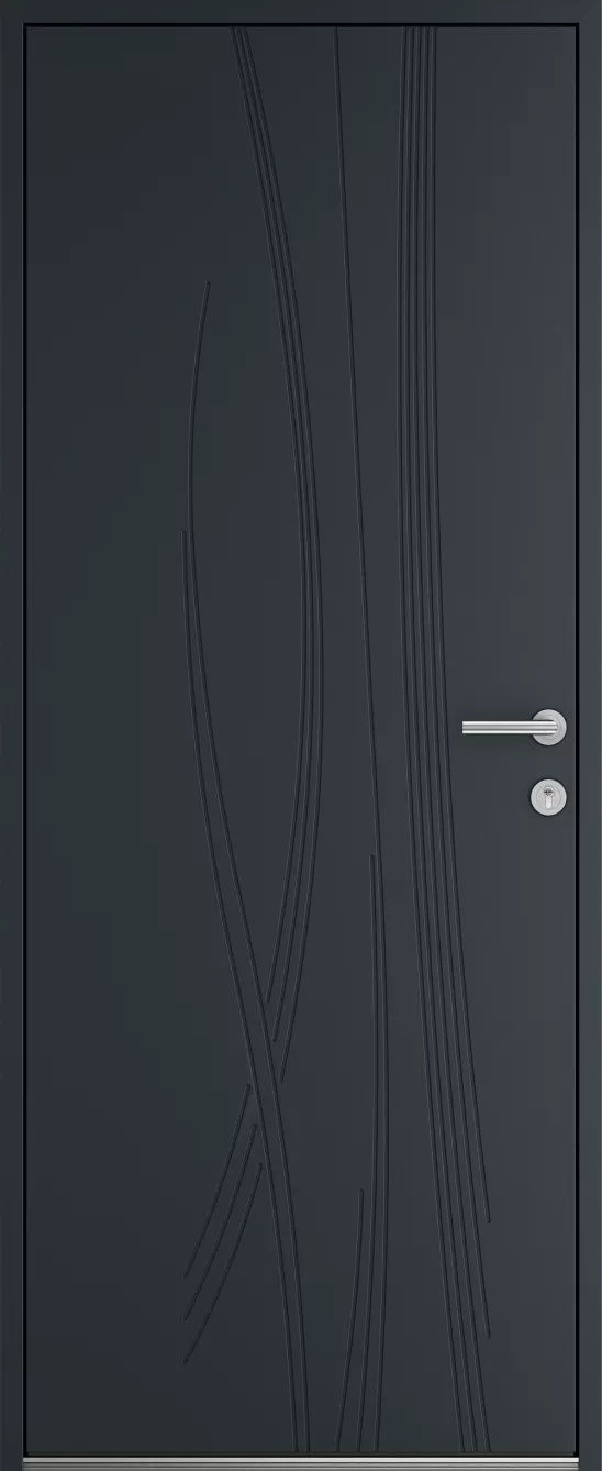 Porte d'entrée K-LINE Foliole vue extérieure, gris foncé texturé 7016T