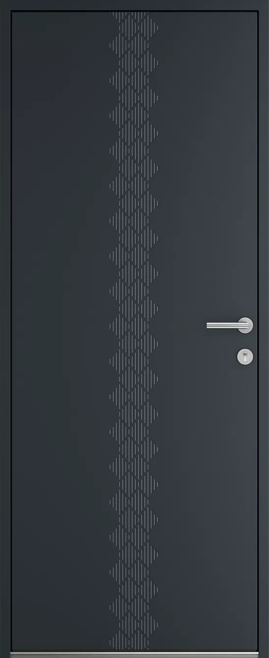 Porte d'entrée K-LINE Hastée vue extérieure, gris foncé texturé 7016T