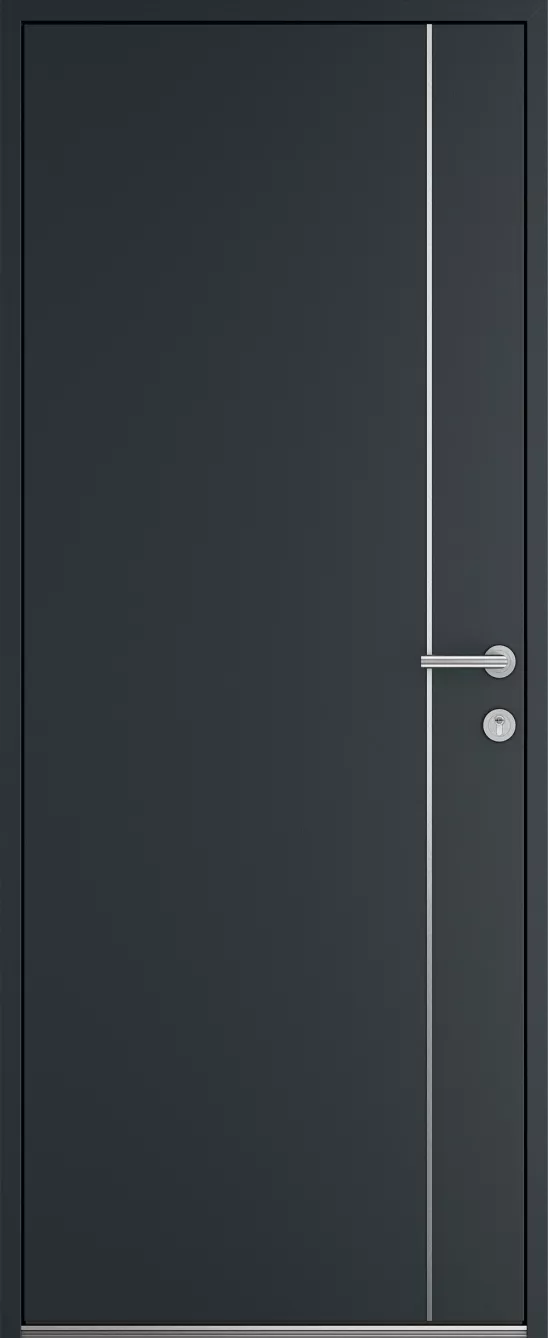 Porte d'entrée K-LINE Javeline vue extérieure, gris foncé texturé 7016T