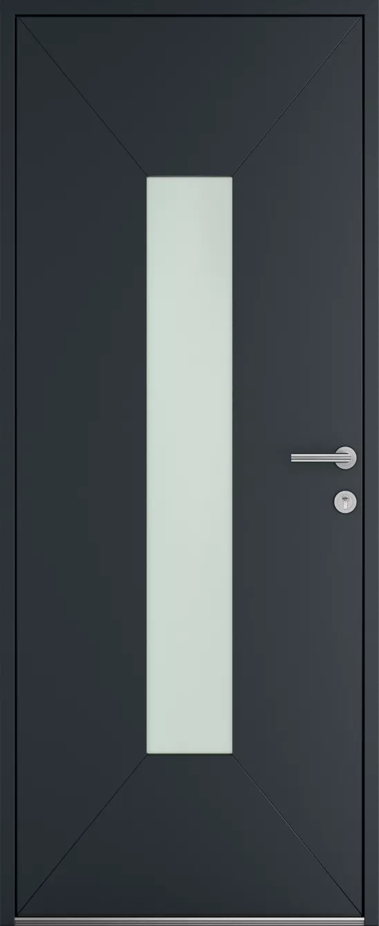 Porte d'entrée K-LINE Karoo vue extérieure, gris foncé texturé 7016T