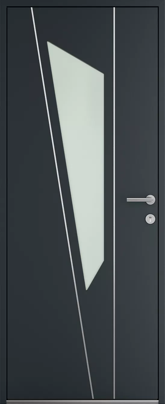 Porte d'entrée K-LINE Koba vue extérieure, gris foncé texturé 7016T