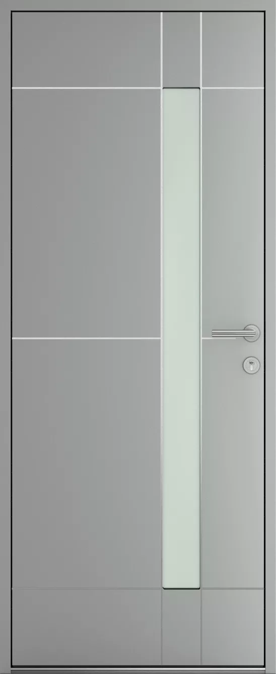 Porte d'entrée K-LINE Lagone vue extérieure, gris clair texturé 9006T