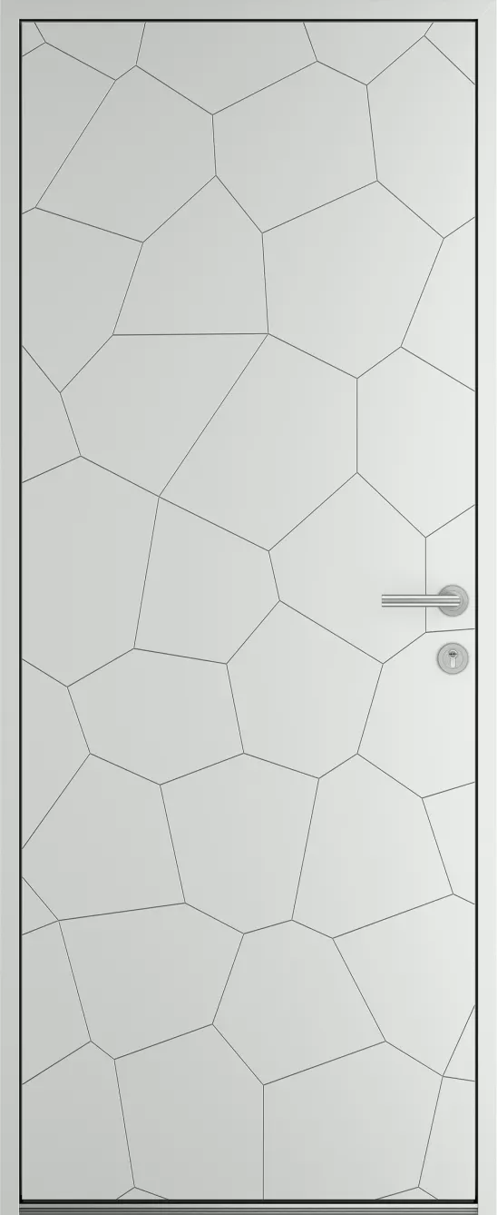 Porte d'entrée K-LINE Lapillis vue extérieure, gris clair satiné 7035S