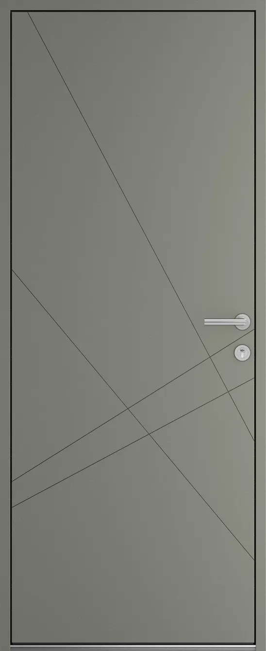 Porte d'entrée K-LINE Liriope vue extérieure, grège texturé 9007T