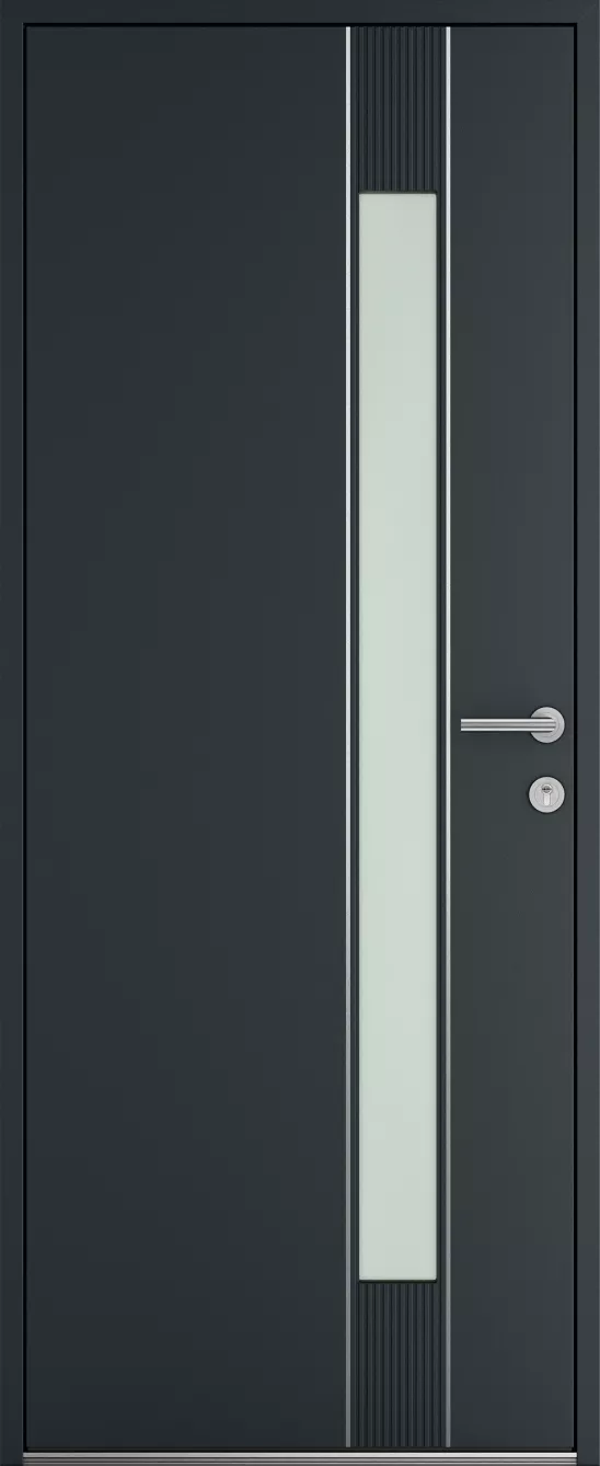 Porte d'entrée K-LINE Lomena vue extérieure, gris foncé texturé 7016T