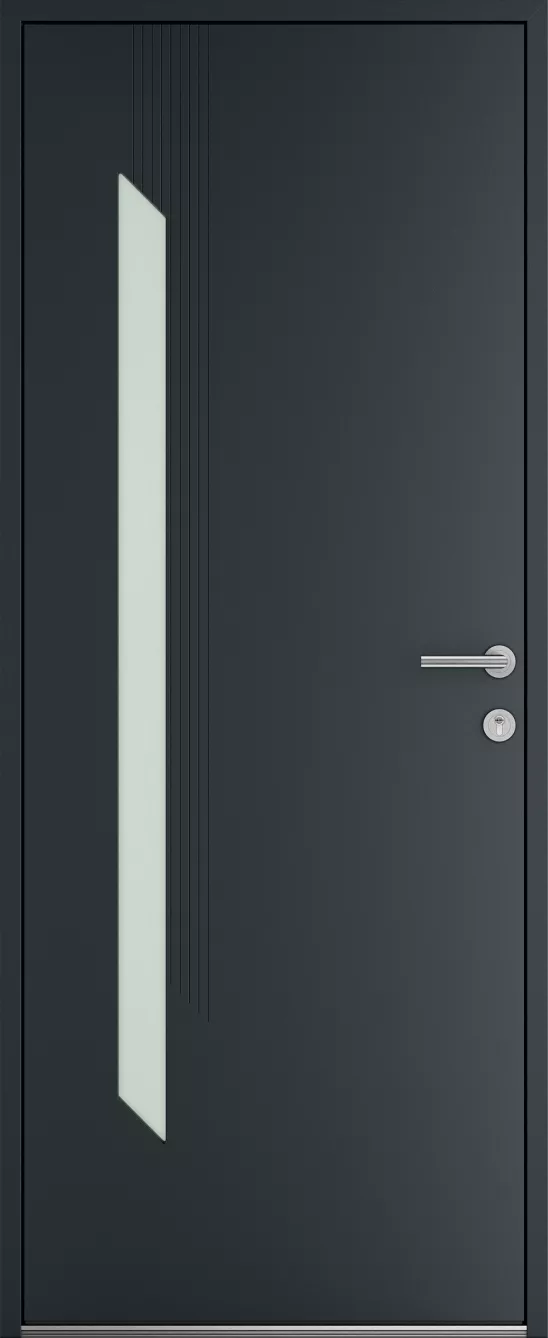 Porte d'entrée K-LINE Merapi vue extérieure, gris foncé texturé 7016T