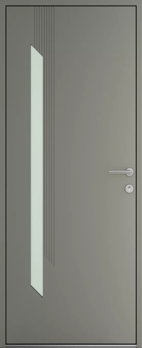 Porte d'entrée K-LINE Merapi vue extérieure, grège texturé 9007T