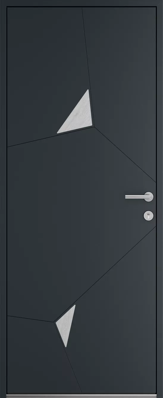 Porte d'entrée K-LINE Nigelle vue extérieure, gris foncé texturé 7016T