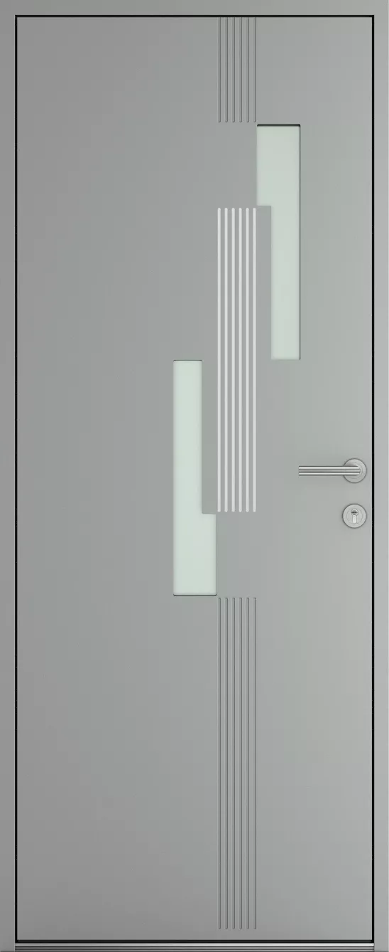 Porte d'entrée K-LINE Pamir vue extérieure, gris clair texturé 9006T