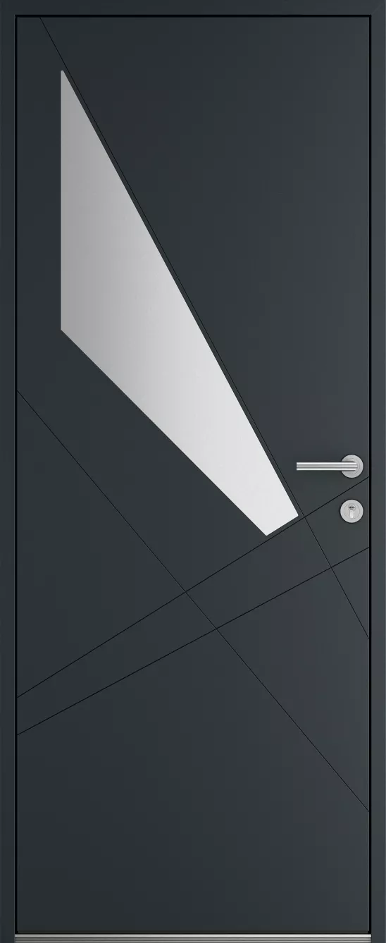 Porte d'entrée K-LINE Pétiole vue extérieure, gris foncé texturé 7016T