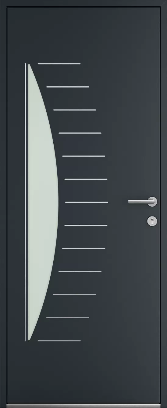 Porte d'entrée K-LINE Savanahi vue extérieure, gris foncé texturé 7016T
