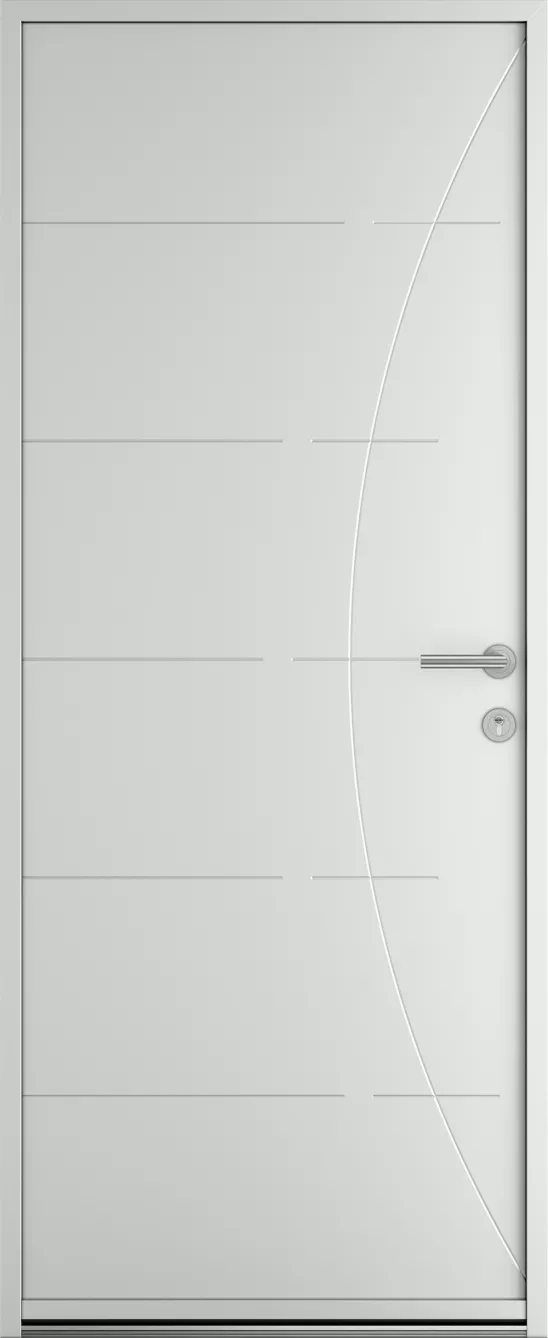 Porte d'entrée K-LINE Alcôve vue extérieure, gris clair satiné 7035S