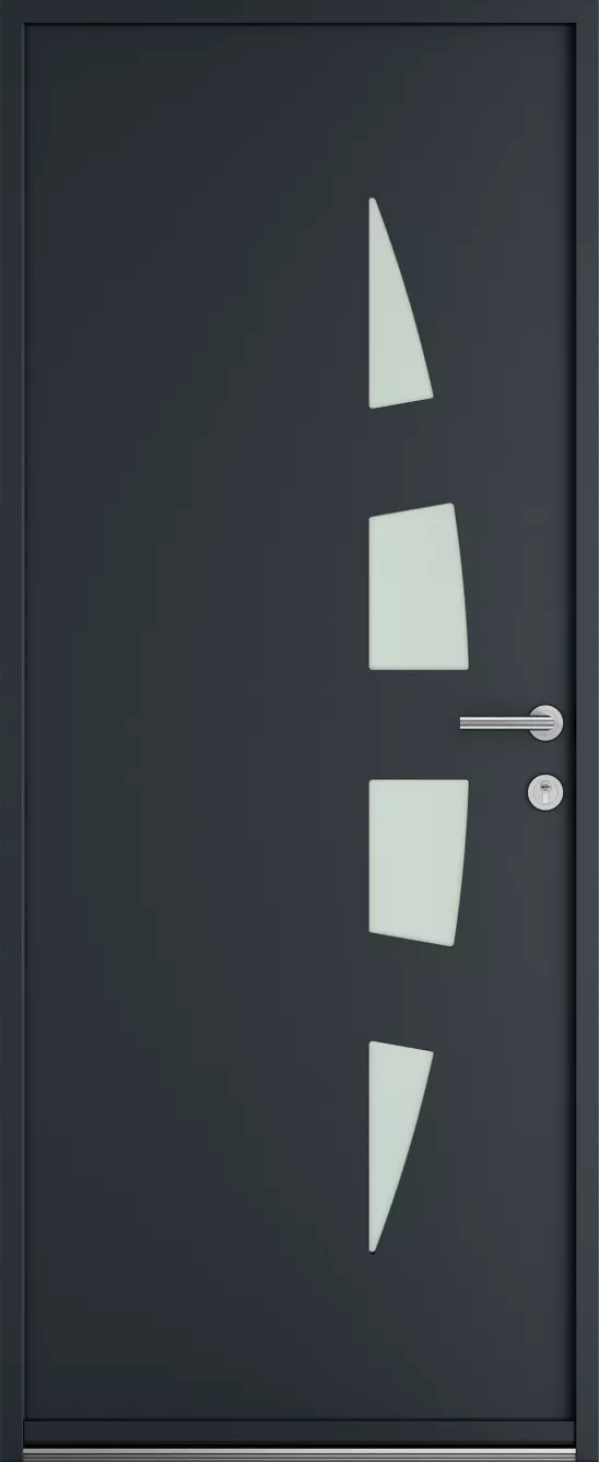 Porte d'entrée K-LINE Calima vue extérieure, gris foncé texturé 7016T