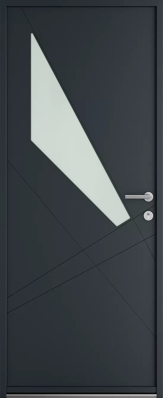 Porte d'entrée K-LINE Cotice vue extérieure, gris foncé texturé 7016T
