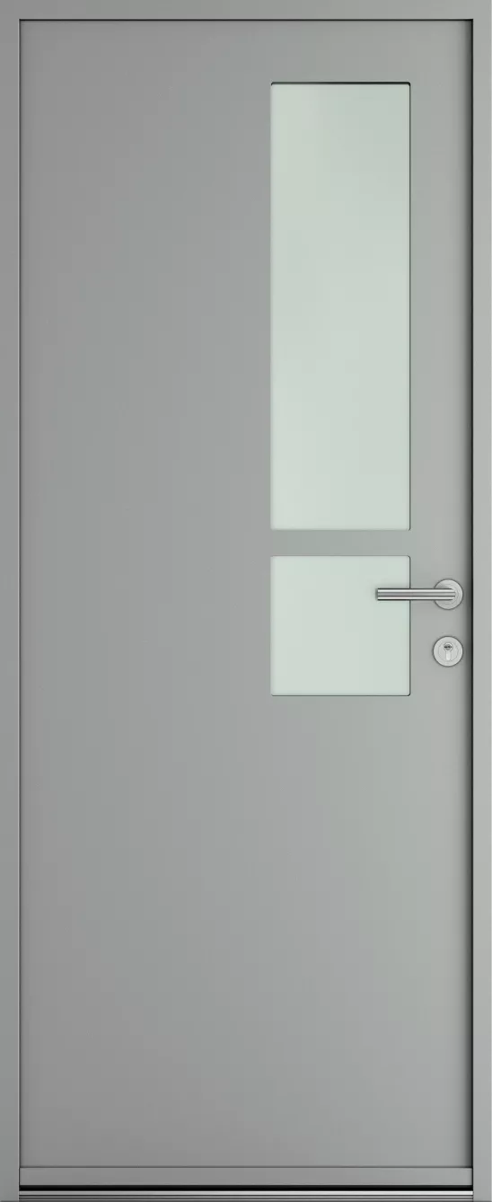 Porte d'entrée K-LINE Cubic vue extérieure, gris clair texturé 9006T