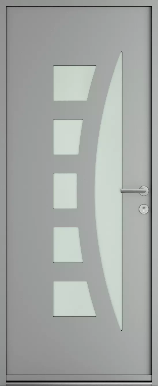 Porte d'entrée K-LINE Doline vue extérieure, gris clair texturé 9006T