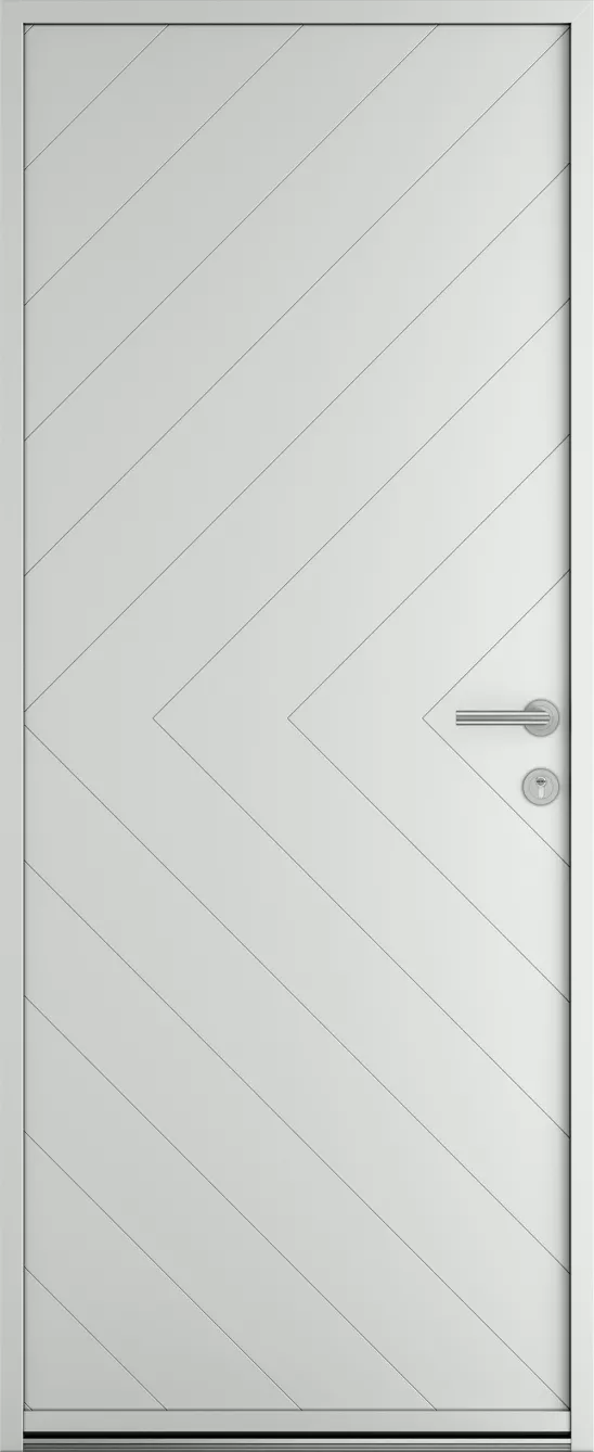 Porte d'entrée K-LINE Pyrope vue extérieure, gris clair satiné 7035S