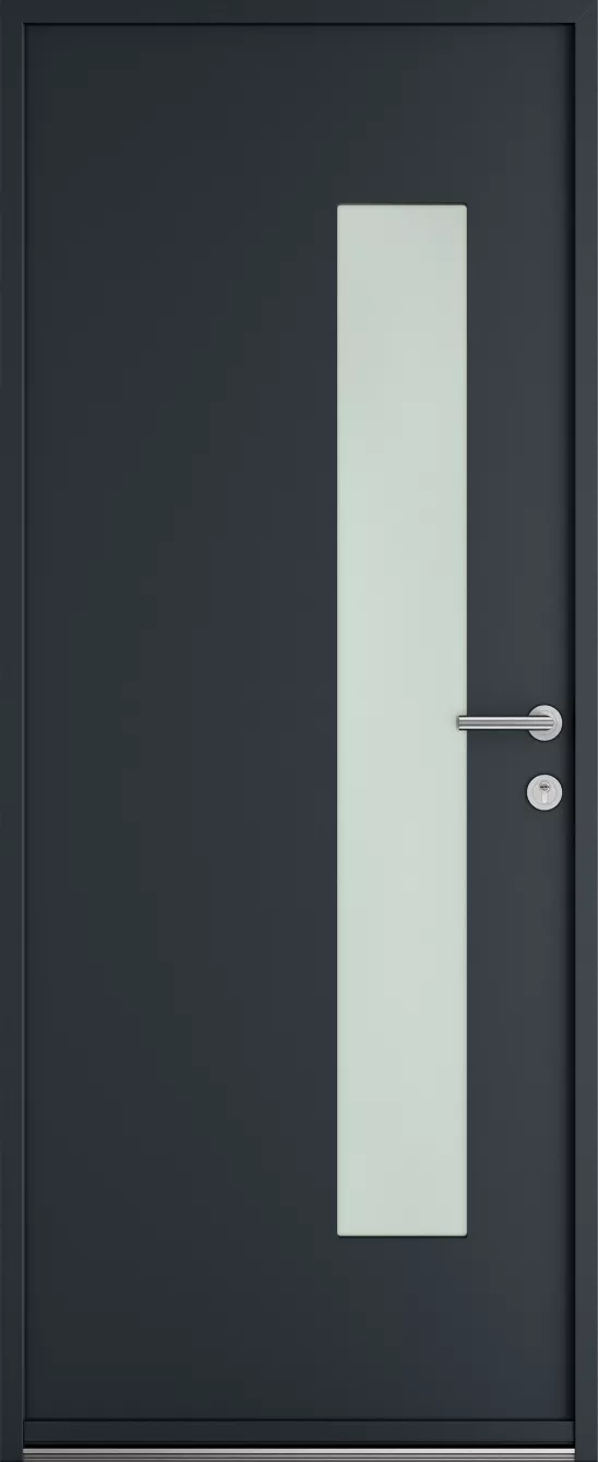 Porte d'entrée K-LINE Tourelle vue extérieure, gris foncé texturé 7016T