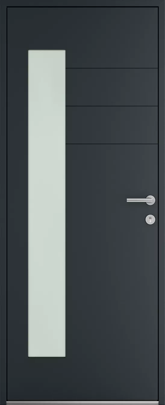 Porte d'entrée K-LINE Astérope vue extérieure, gris foncé texturé 7016T