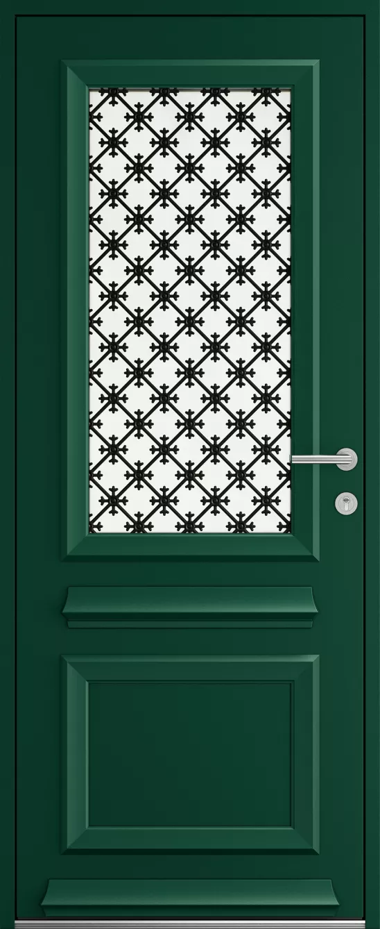 Porte d'entrée K-LINE Bastille vue extérieure, vert foncé texturé 6005T