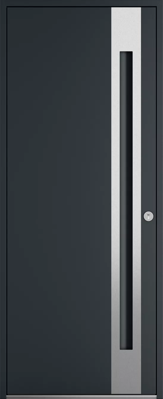 Porte d'entrée K-LINE Bodélé vue extérieure, gris foncé texturé 7016T