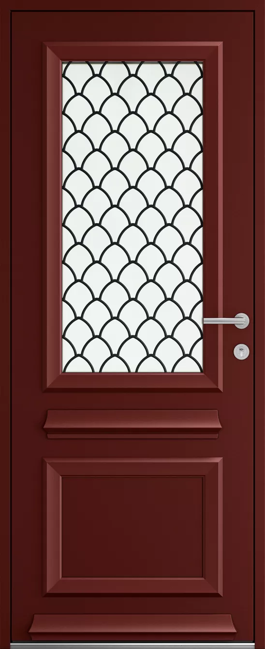 Porte d'entrée K-LINE Carrousel vue extérieure, rouge texturé 3004T