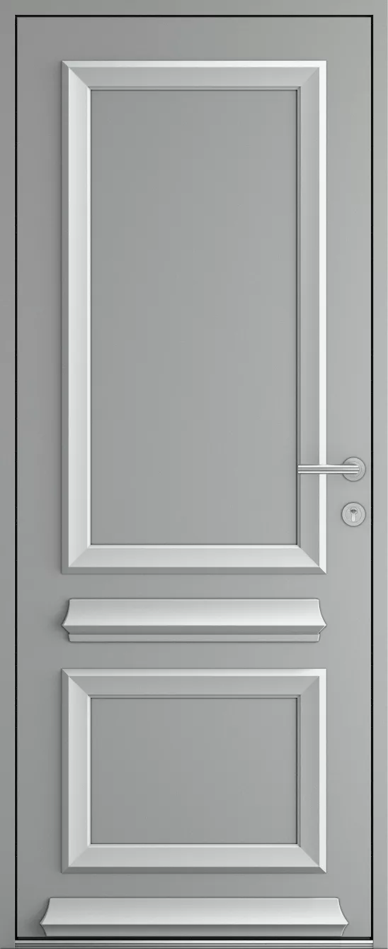 Porte d'entrée K-LINE Cella vue extérieure, gris clair texturé 9006T