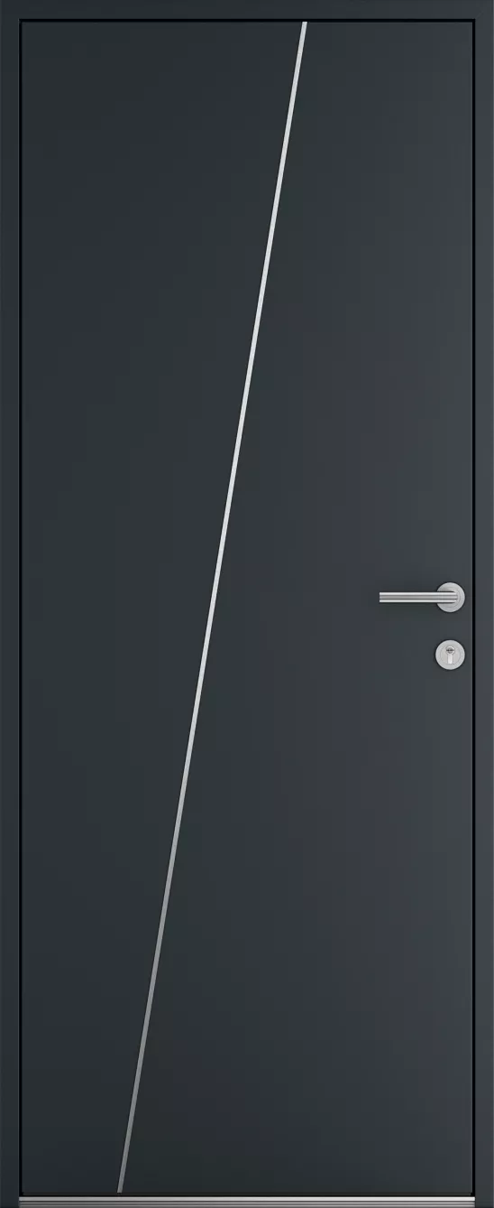 Porte d'entrée K-LINE Épigramme vue extérieure, gris foncé texturé 7016T