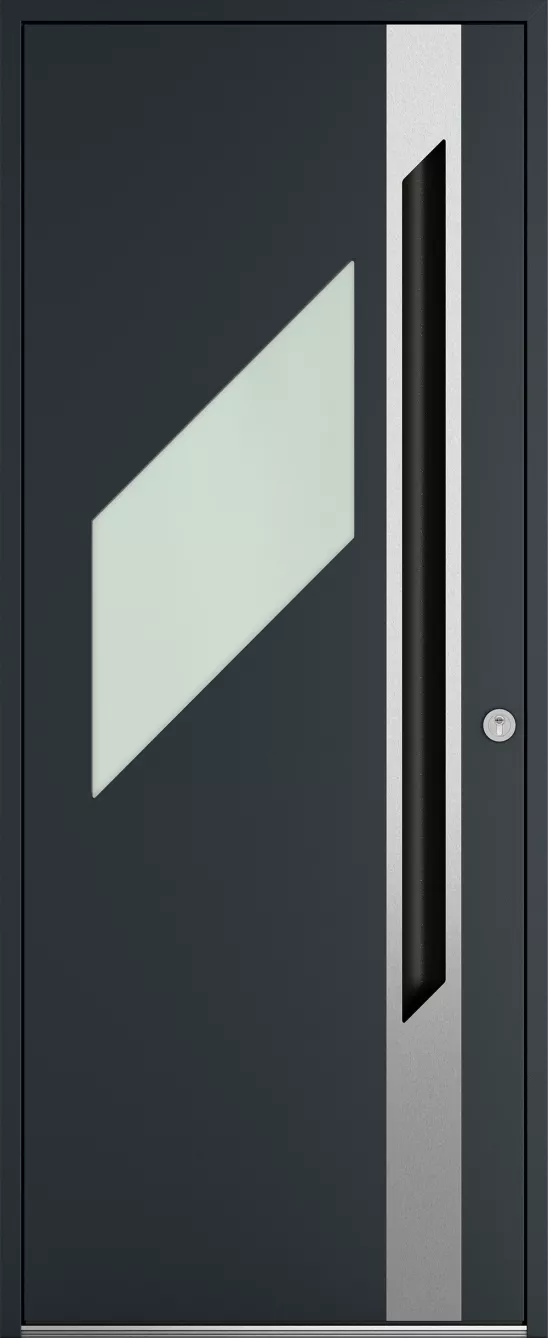 Porte d'entrée K-LINE Eris vue extérieure, gris foncé texturé 7016T