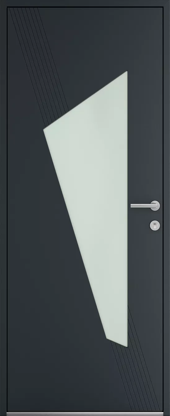 Porte d'entrée K-LINE Esquille vue extérieure, gris foncé texturé 7016T