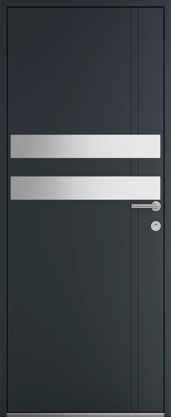 Porte d'entrée K-LINE Estacade vue extérieure, gris foncé texturé 7016T