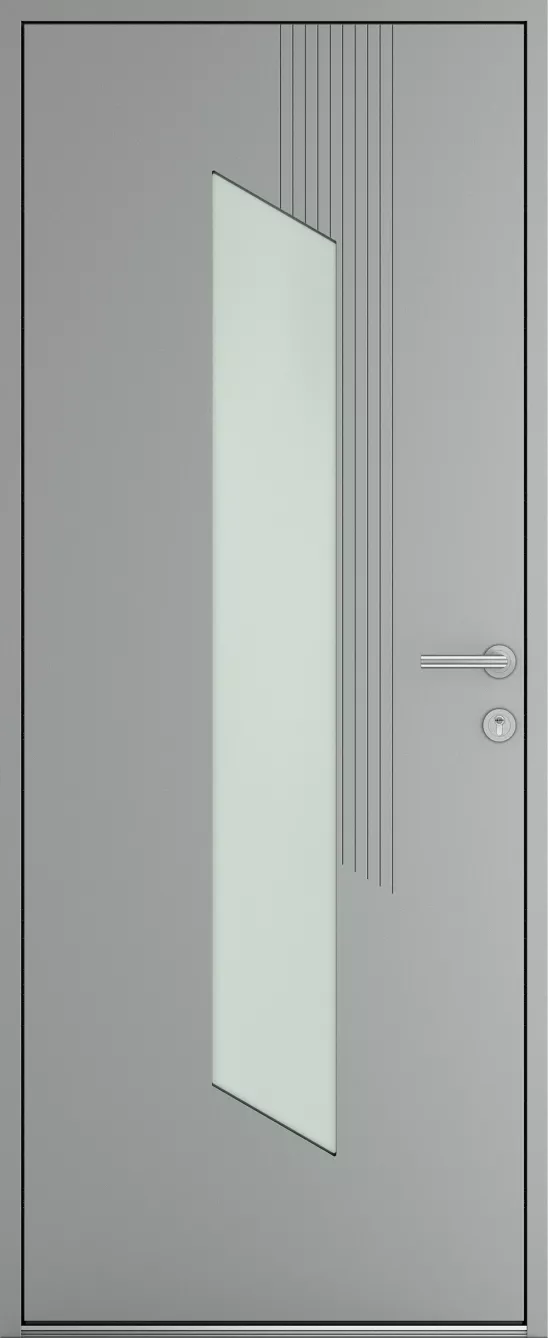 Porte d'entrée K-LINE Héol vue extérieure, gris clair texturé 9006T
