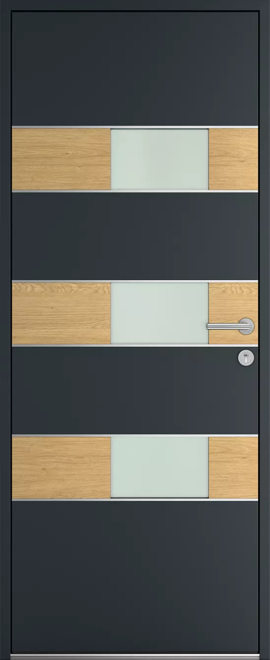 Porte d'entrée K-LINE Hipparcos vue extérieure, gris foncé texturé 7016T