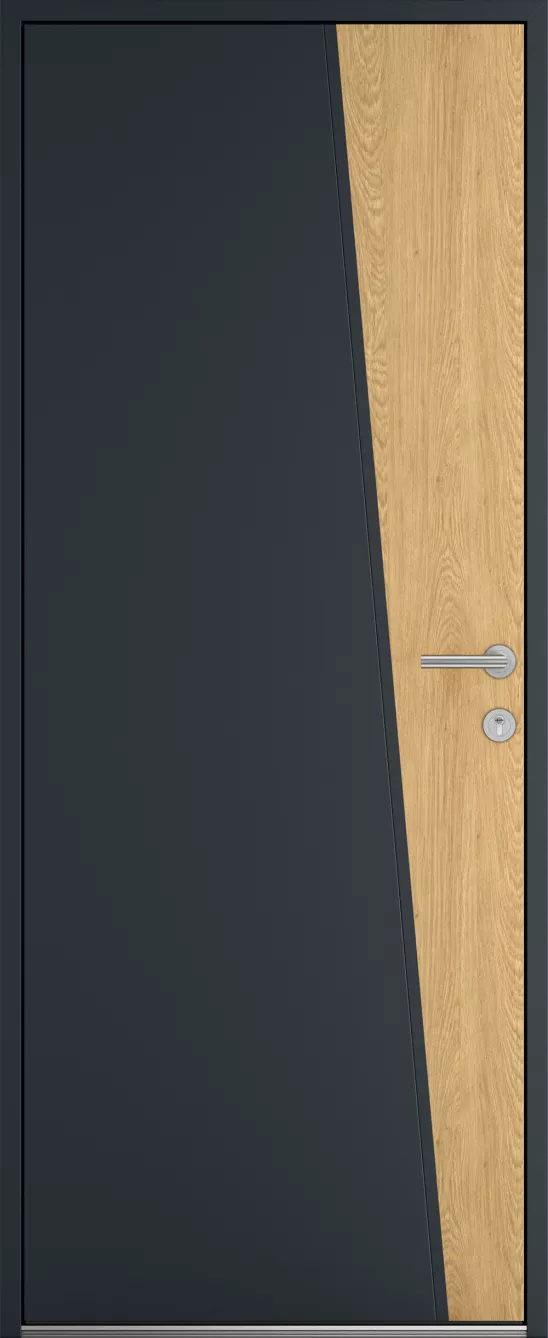 Porte d'entrée K-LINE Pilastre vue extérieure, gris foncé texturé 7016T