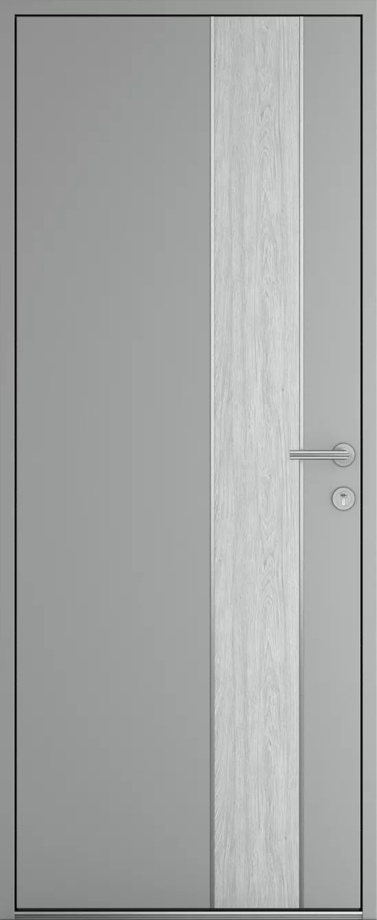 Porte d'entrée K-LINE Silohé vue extérieure, gris clair texturé 9006T