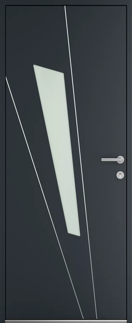 Porte d'entrée K-LINE Sotil vue extérieure, gris foncé texturé 7016T