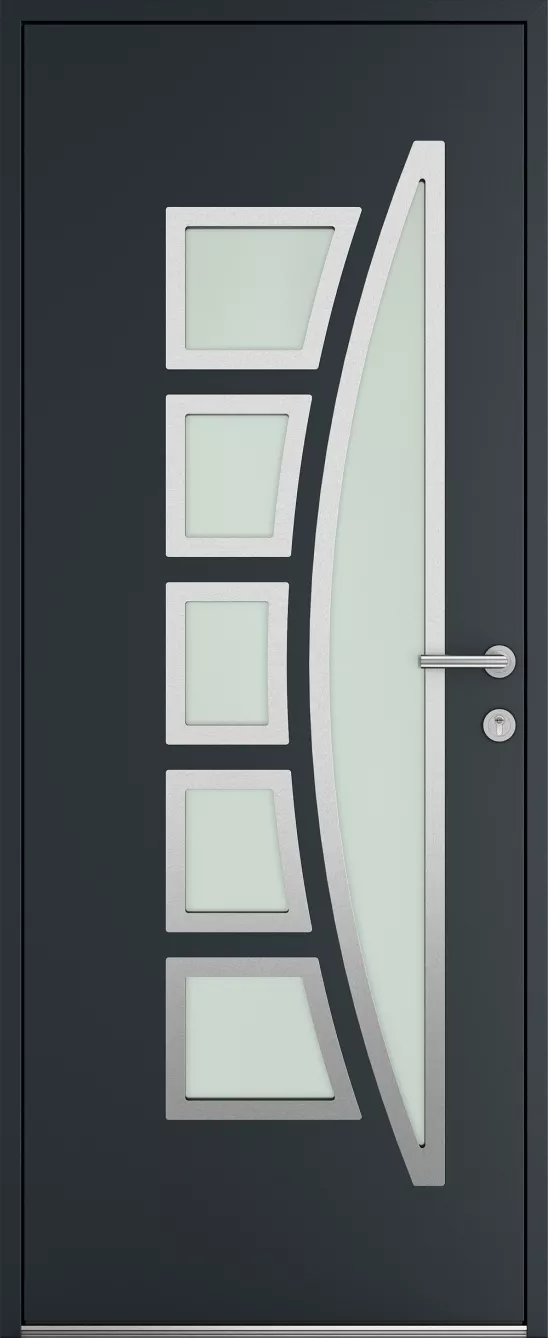 Porte d'entrée K-LINE Théia vue extérieure, gris foncé texturé 7016T