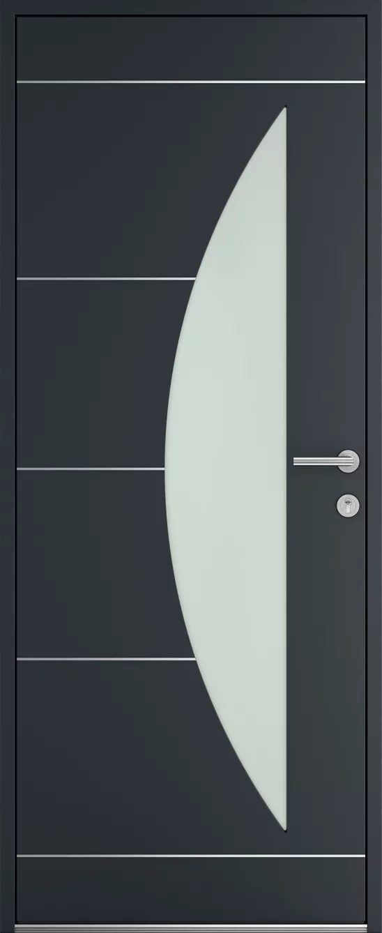 Porte d'entrée K-LINE Thétys vue extérieure, gris foncé texturé 7016T